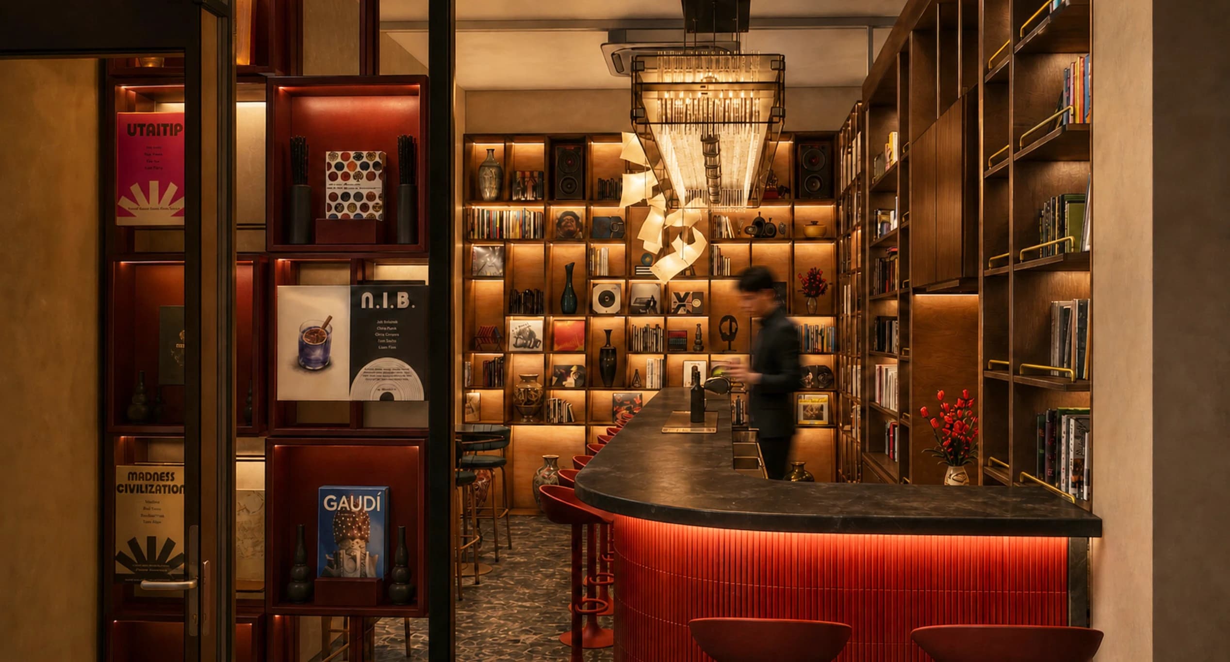 พื้นที่ทางเข้าและเคาน์เตอร์ภายใน Readio Bar